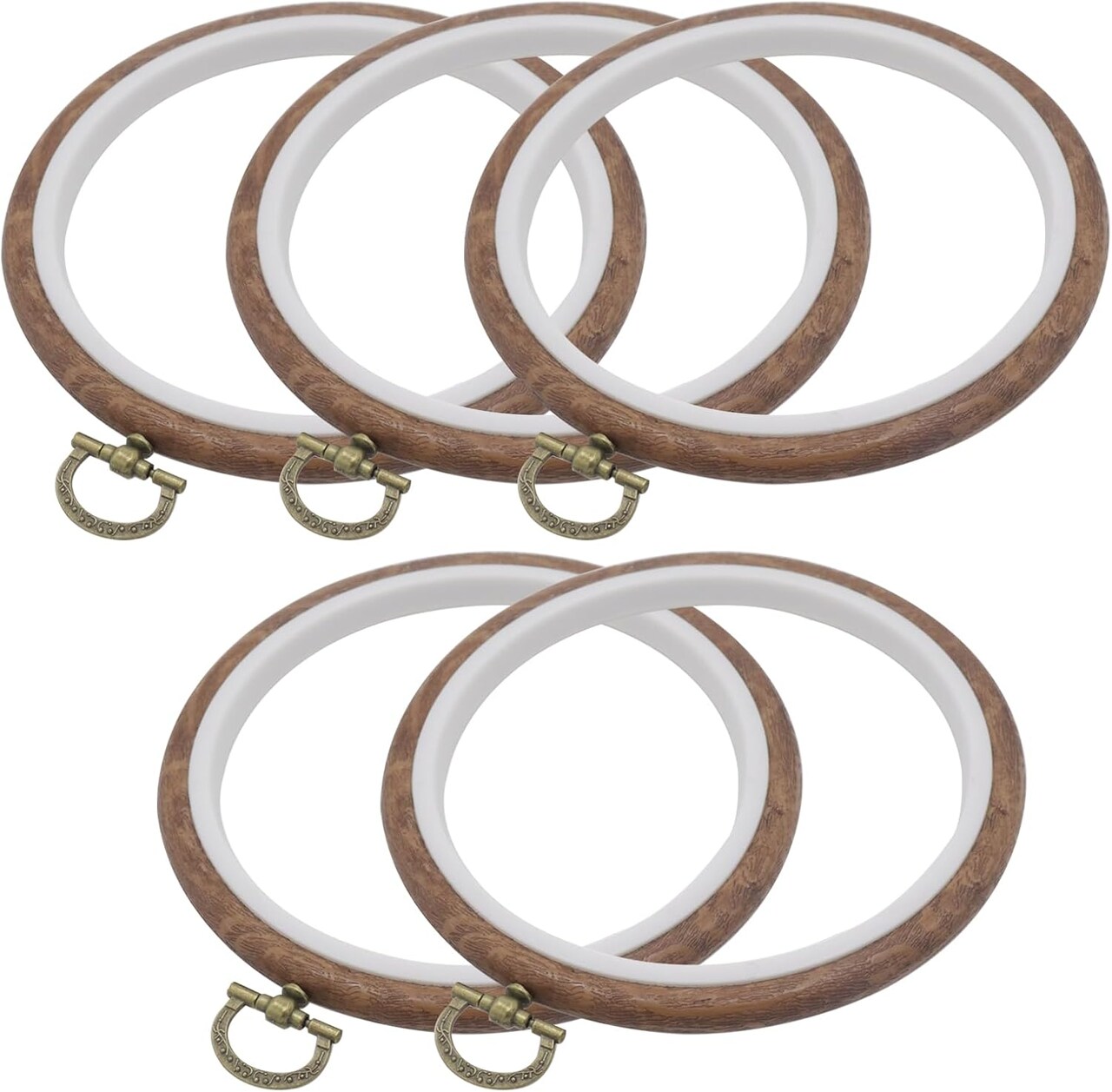 5 Pcs 5 Inch Embroidery Hoops, Round Imitated Wood Cross Stitch Hoop